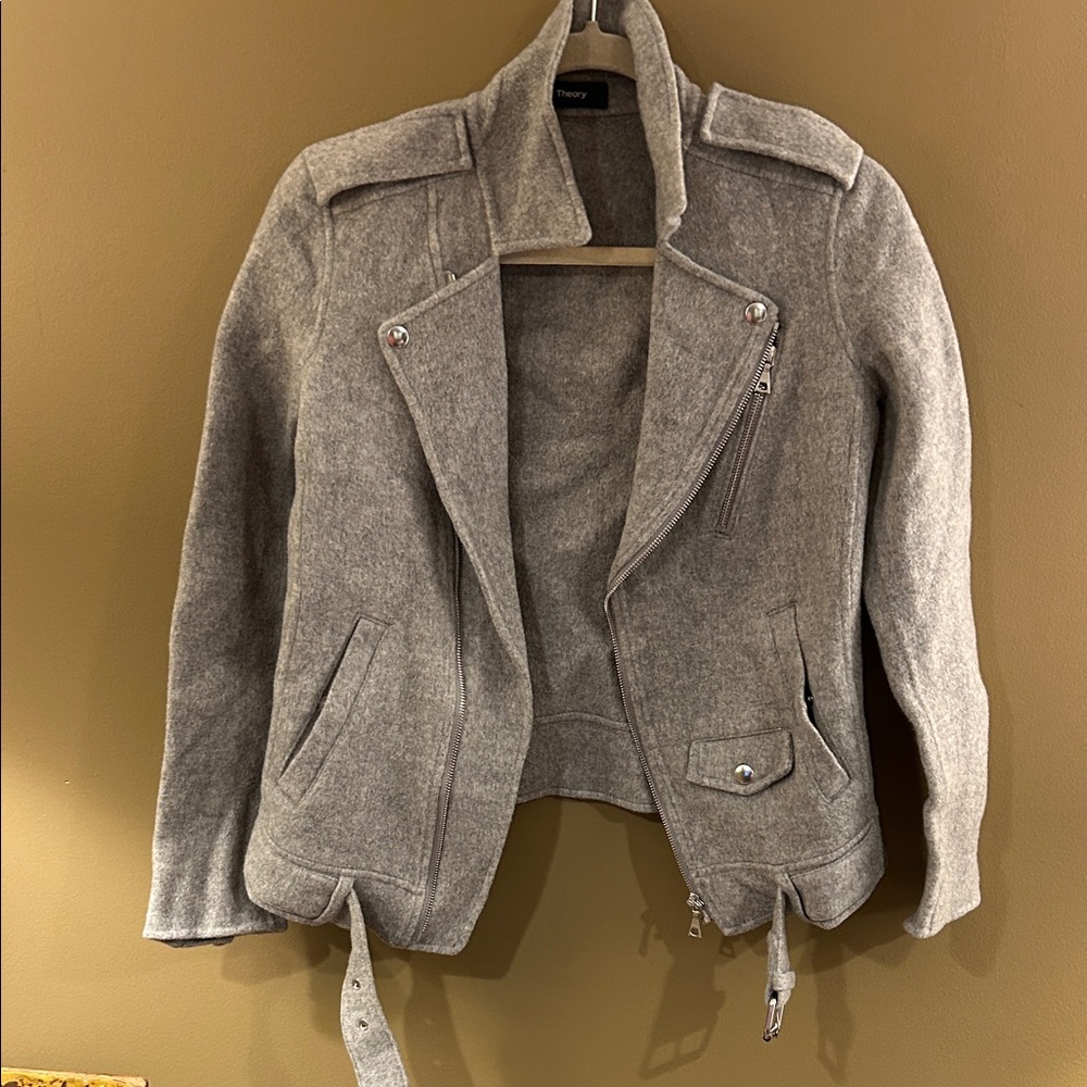Theory Heather Gray Wool Women's Utility Jacket